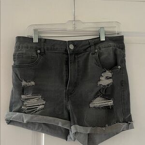 Rewash Dark Gray Distressed Jean Shorts